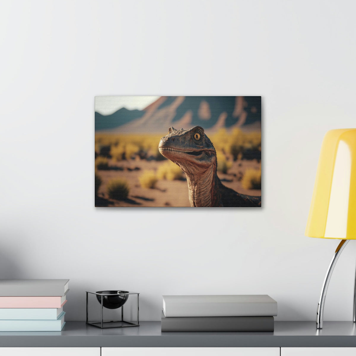 Funny Velociraptor Silly Velociraptor Scene Outside Wall Art Ready to Hang Unframed-Express Your Love Gifts