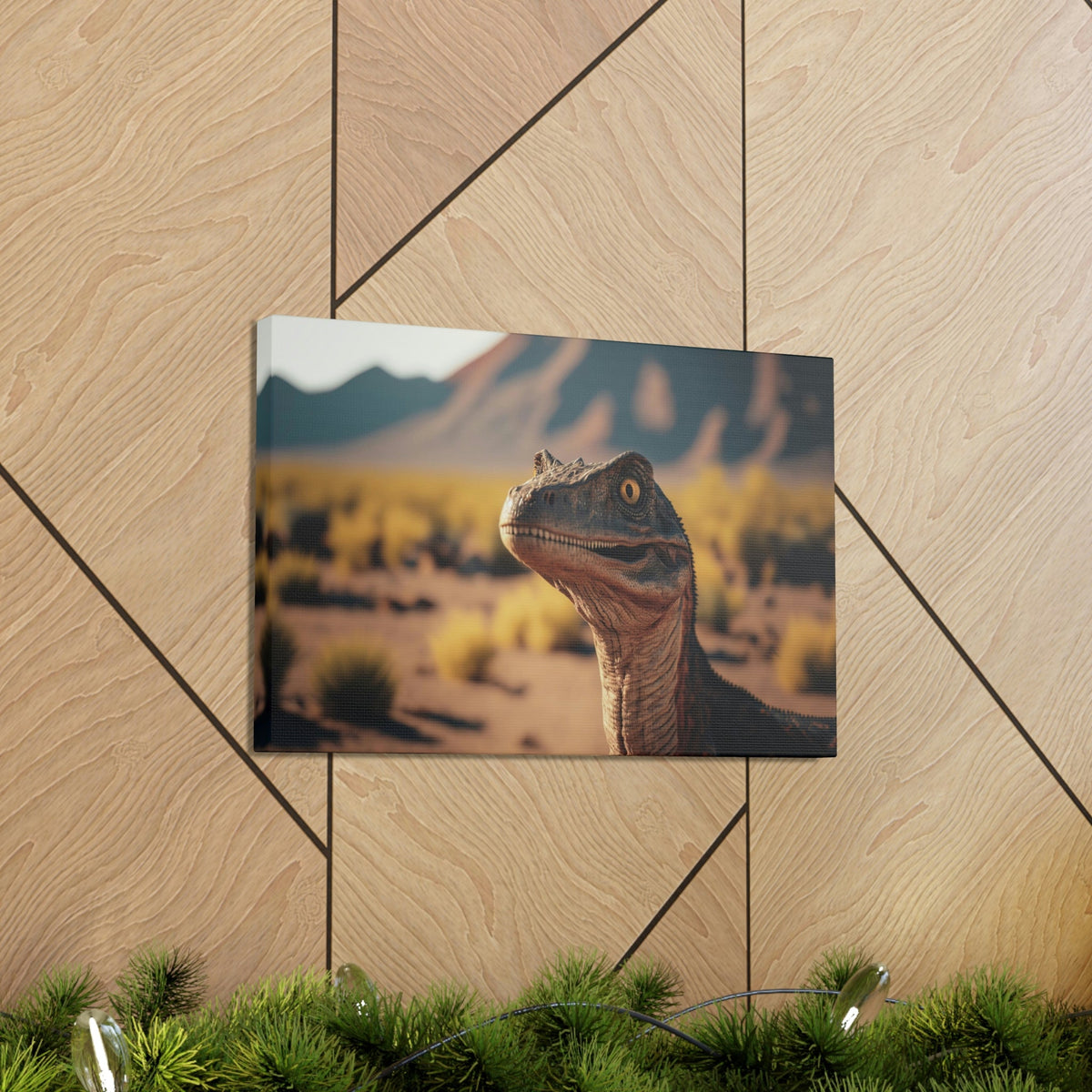 Funny Velociraptor Silly Velociraptor Scene Outside Wall Art Ready to Hang Unframed-Express Your Love Gifts