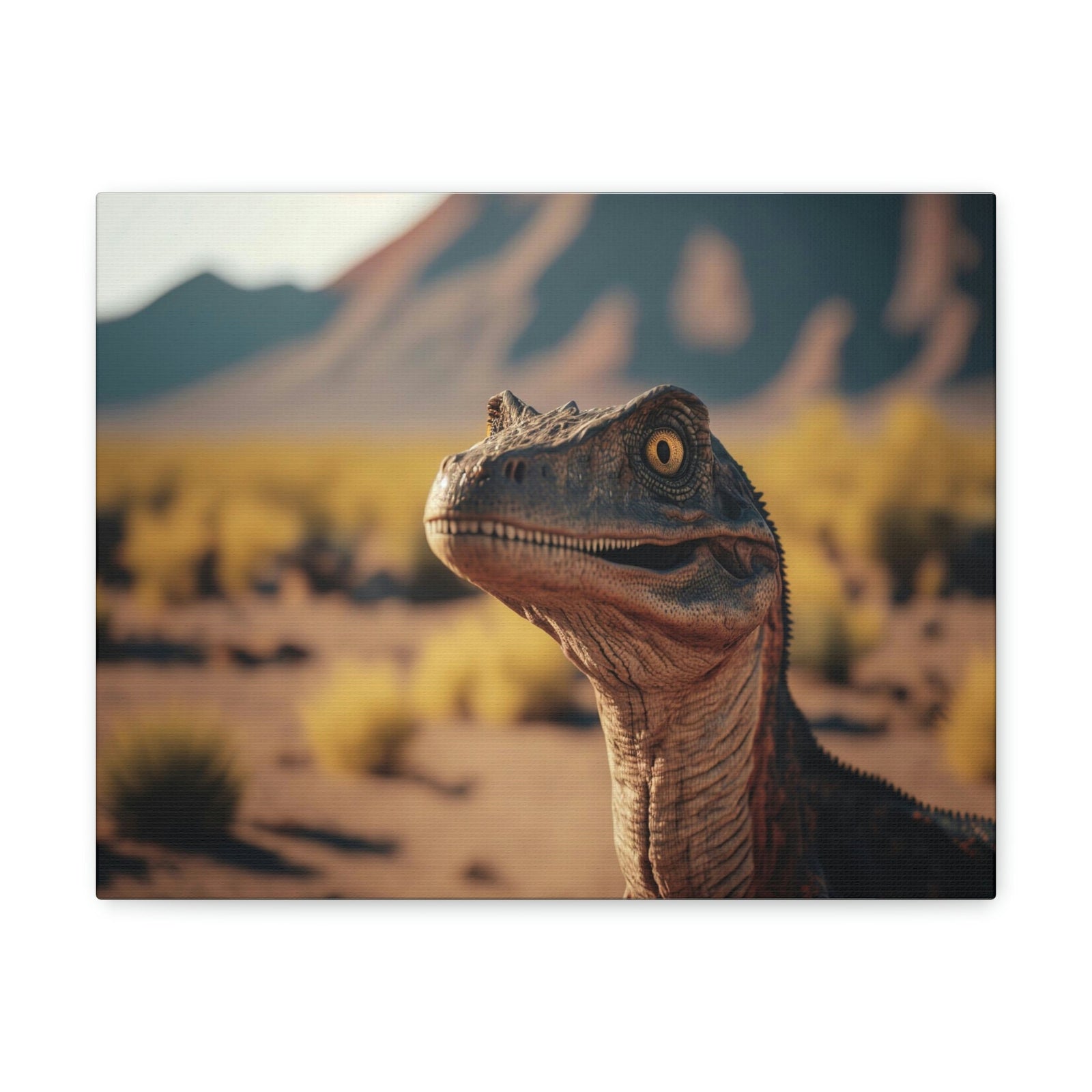 Funny Velociraptor Silly Velociraptor Scene Outside Wall Art Ready to Hang Unframed-Express Your Love Gifts