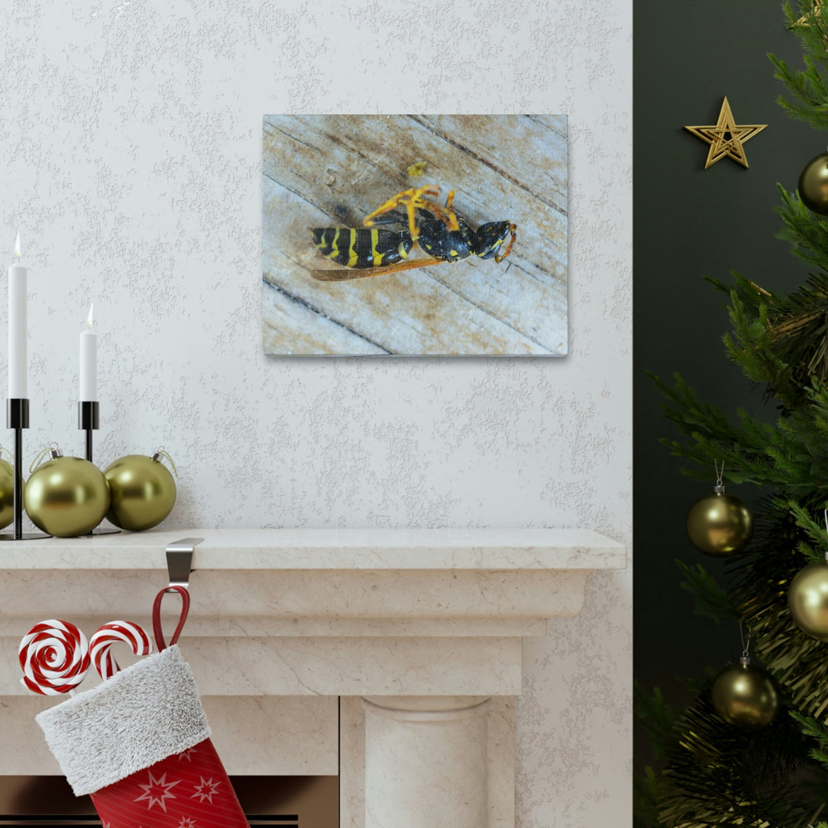 Funny Wasp Silly Wasp Scene Inside Wall Art Ready to Hang Unframed-Express Your Love Gifts