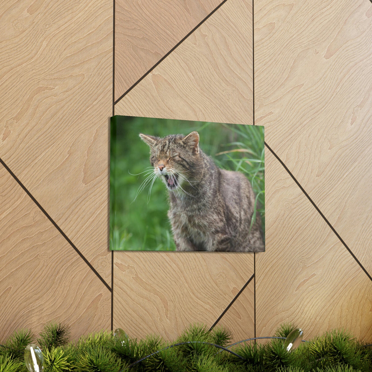 Funny Wildcat Silly Wildcat Scene Outside Wall Art Ready to Hang Unframed-Express Your Love Gifts
