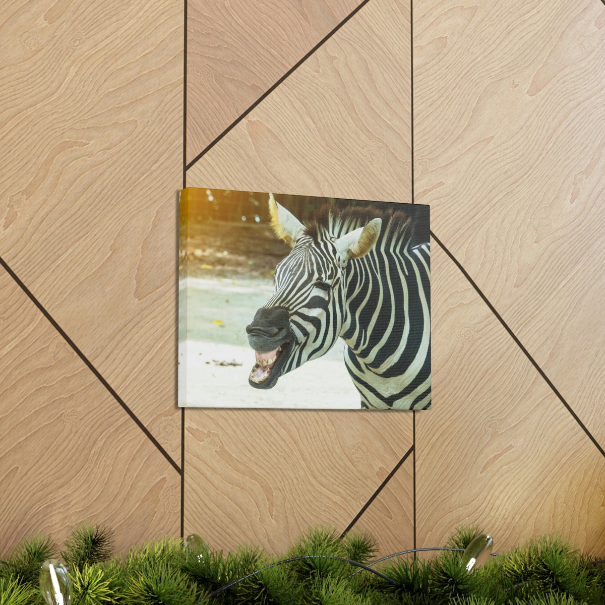 Funny Zebra Silly Zebra Scene Outside Wall Art Ready to Hang Unframed-Express Your Love Gifts