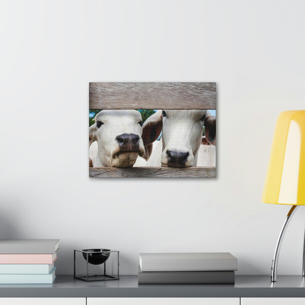 Funny Zebu Silly Zebu Scene Couple Wall Art Ready to Hang Unframed-Express Your Love Gifts