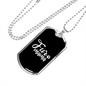 Fur Mama Plain White Necklace Stainless Steel or 18k Gold Dog Tag 24" Chain-Express Your Love Gifts