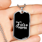 Fur Mama Plain White Necklace Stainless Steel or 18k Gold Dog Tag 24" Chain-Express Your Love Gifts