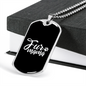 Fur Mama Plain White Necklace Stainless Steel or 18k Gold Dog Tag 24" Chain-Express Your Love Gifts
