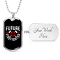 Future Logo Fire Department Firefighter Gift Stainless Steel or 18k Gold Dog Tag 24" Chain-Express Your Love Gifts