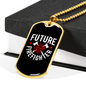 Future Logo Fire Department Firefighter Gift Stainless Steel or 18k Gold Dog Tag 24" Chain-Express Your Love Gifts