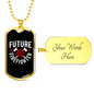 Future Logo Fire Department Firefighter Gift Stainless Steel or 18k Gold Dog Tag 24" Chain-Express Your Love Gifts
