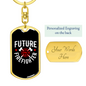Future Logo Fire Department Firefighter Keychain Stainless Steel or 18k Gold Dog Tag Keyring-Express Your Love Gifts