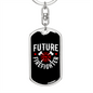 Future Logo Fire Department Firefighter Keychain Stainless Steel or 18k Gold Dog Tag Keyring-Express Your Love Gifts