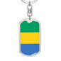 Gabon Flag Keychain Dog Tag Stainless Steel or 18k Gold-Express Your Love Gifts