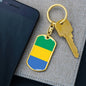 Gabon Flag Keychain Dog Tag Stainless Steel or 18k Gold-Express Your Love Gifts