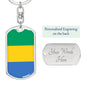 Gabon Flag Keychain Dog Tag Stainless Steel or 18k Gold-Express Your Love Gifts