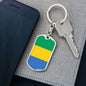 Gabon Flag Keychain Dog Tag Stainless Steel or 18k Gold-Express Your Love Gifts