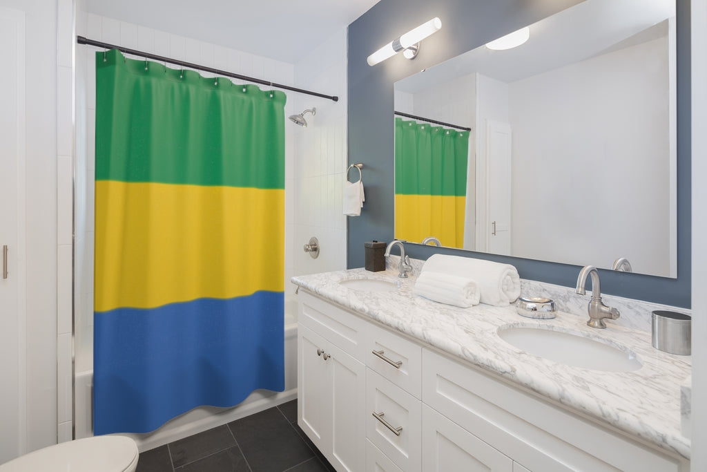 Gabon Flag Stylish Design 71" x 74" Elegant Waterproof Shower Curtain for a Spa-like Bathroom Paradise Exceptional Craftsmanship-Express Your Love Gifts