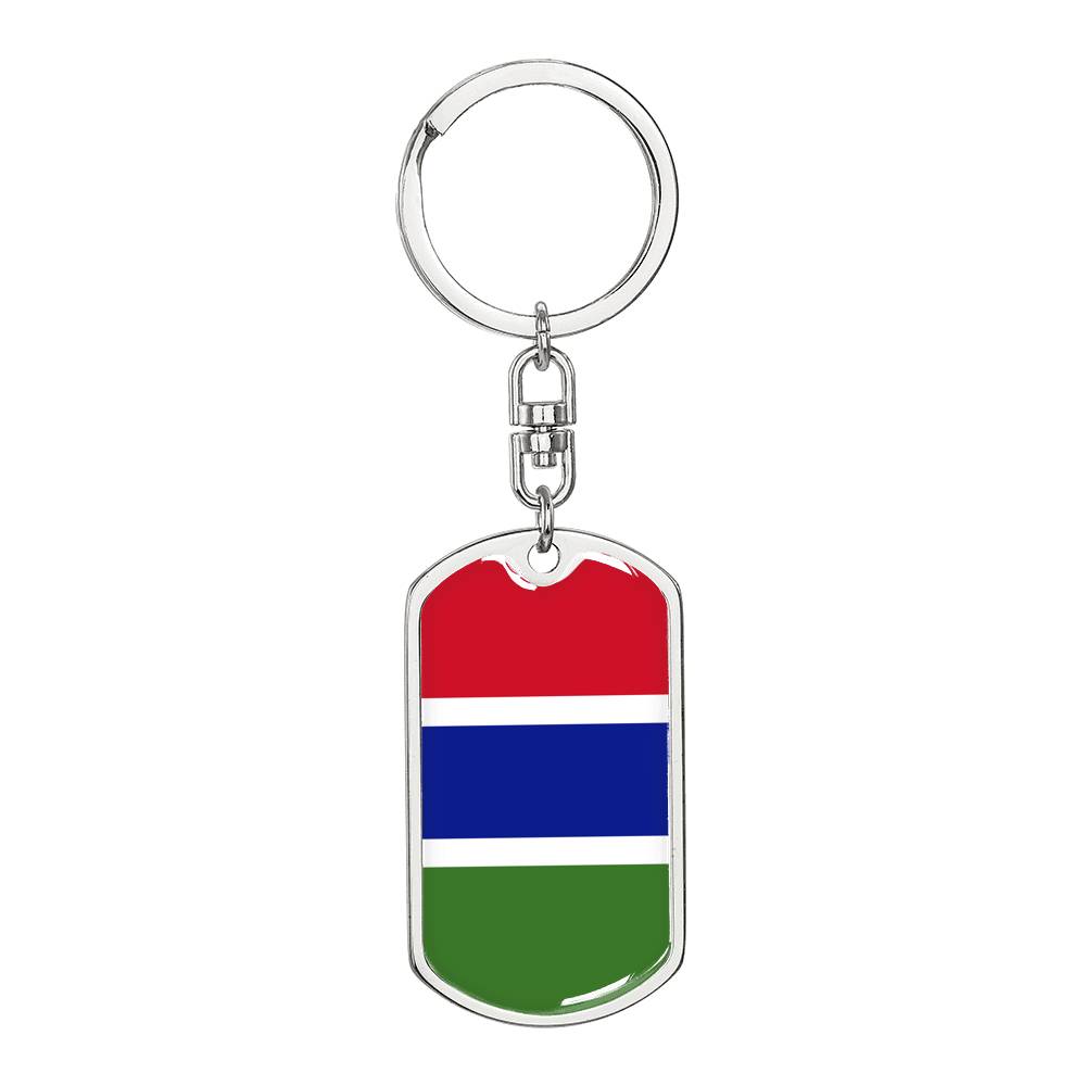 Gambia Flag Keychain Dog Tag Stainless Steel or 18k Gold-Express Your Love Gifts