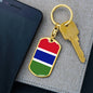 Gambia Flag Keychain Dog Tag Stainless Steel or 18k Gold-Express Your Love Gifts