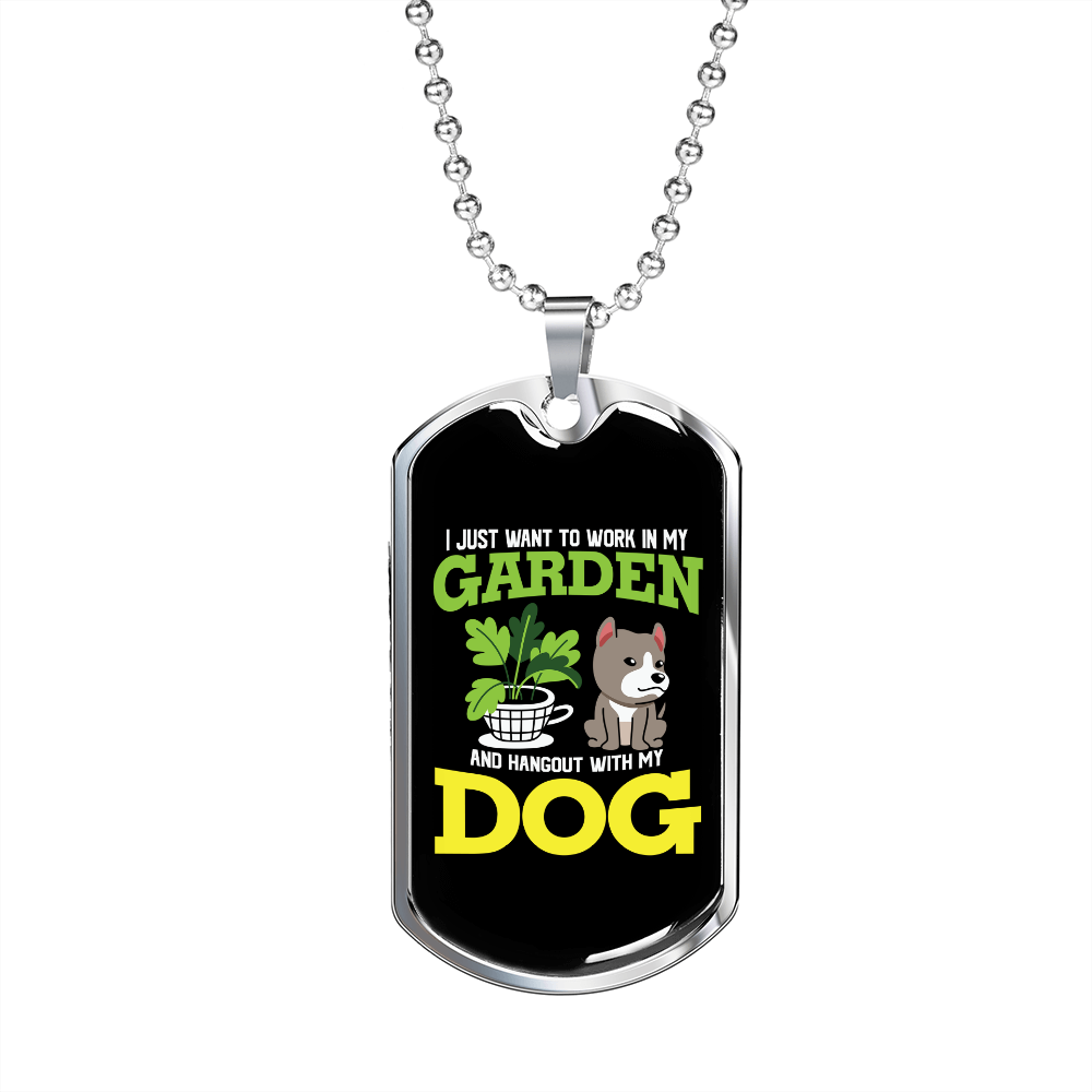 Garden Dog Necklace Stainless Steel or 18k Gold Dog Tag 24" Chain-Express Your Love Gifts