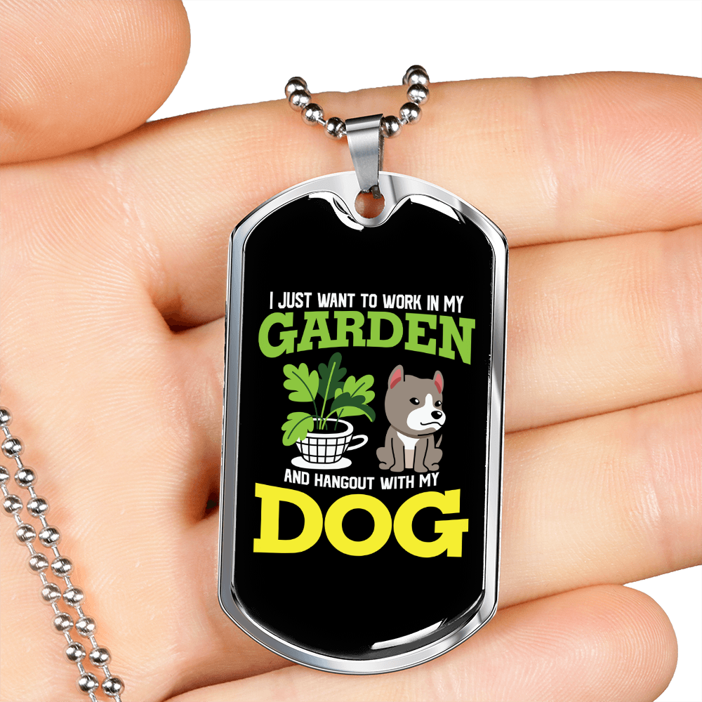 Garden Dog Necklace Stainless Steel or 18k Gold Dog Tag 24" Chain-Express Your Love Gifts