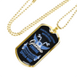 Gasoline Engine Biker Necklace Stainless Steel or 18k Gold Dog Tag 24"-Express Your Love Gifts