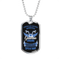 Gasoline Engine Biker Necklace Stainless Steel or 18k Gold Dog Tag 24"-Express Your Love Gifts
