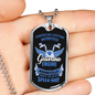 Gasoline Engine Biker Necklace Stainless Steel or 18k Gold Dog Tag 24"-Express Your Love Gifts