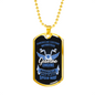 Gasoline Engine Biker Necklace Stainless Steel or 18k Gold Dog Tag 24"-Express Your Love Gifts