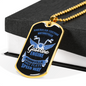 Gasoline Engine Biker Necklace Stainless Steel or 18k Gold Dog Tag 24"-Express Your Love Gifts