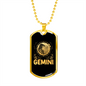 Gemini Girls Zodiac Necklace Stainless Steel or 18k Gold Dog Tag 24" Chain-Express Your Love Gifts