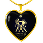 Gemini Horoscope Zodiac Necklace Stainless Steel or 18k Gold Heart 18-22"-Express Your Love Gifts