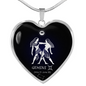 Gemini Horoscope Zodiac Necklace Stainless Steel or 18k Gold Heart 18-22"-Express Your Love Gifts