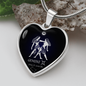 Gemini Horoscope Zodiac Necklace Stainless Steel or 18k Gold Heart 18-22"-Express Your Love Gifts