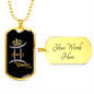 Gemini Queen Zodiac Necklace Stainless Steel or 18k Gold Dog Tag 24" Chain-Express Your Love Gifts