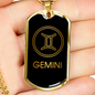 Gemini Zodiac Necklace Stainless Steel or 18k Gold Dog Tag 24" Chain-Express Your Love Gifts