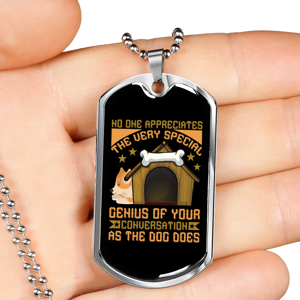 Genius Conversation Brown Necklace Stainless Steel or 18k Gold Dog Tag 24" Chain-Express Your Love Gifts
