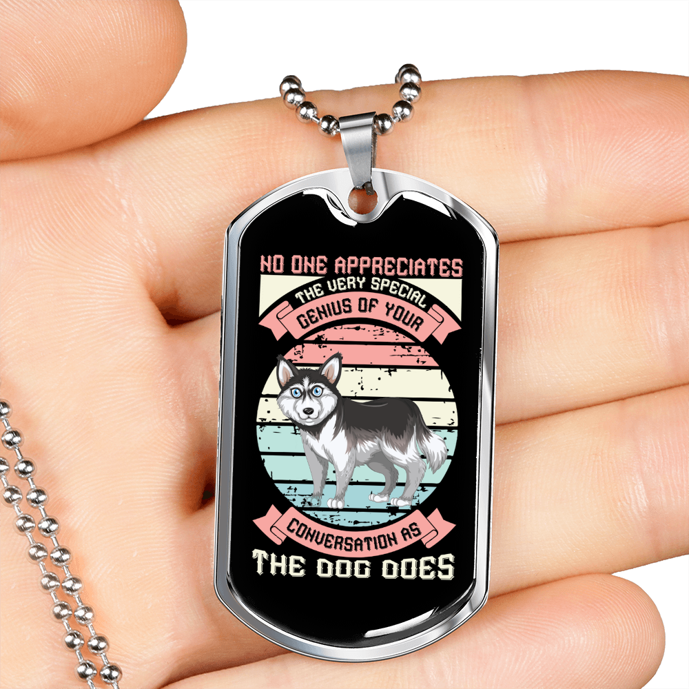 Genius Conversation Pink Necklace Stainless Steel or 18k Gold Dog Tag 24" Chain-Express Your Love Gifts