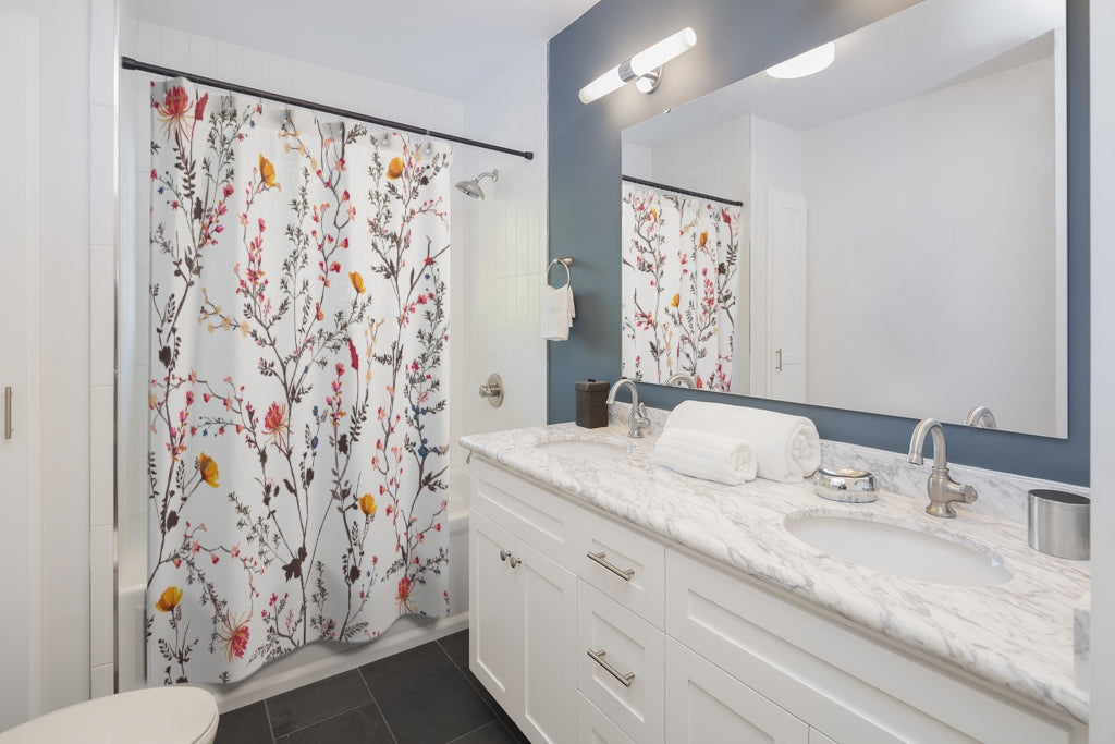 Gentle Botanical Flowers Stylish Design 71" x 74" Elegant Waterproof Shower Curtain for a Spa-like Bathroom Paradise Exceptional Craftsmanship-Express Your Love Gifts