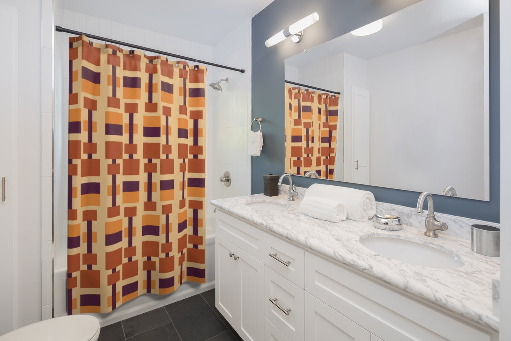 Geometric Abstract Rectangles Stylish Design 71" x 74" Elegant Waterproof Shower Curtain for a Spa-like Bathroom Paradise Exceptional Craftsmanship-Express Your Love Gifts