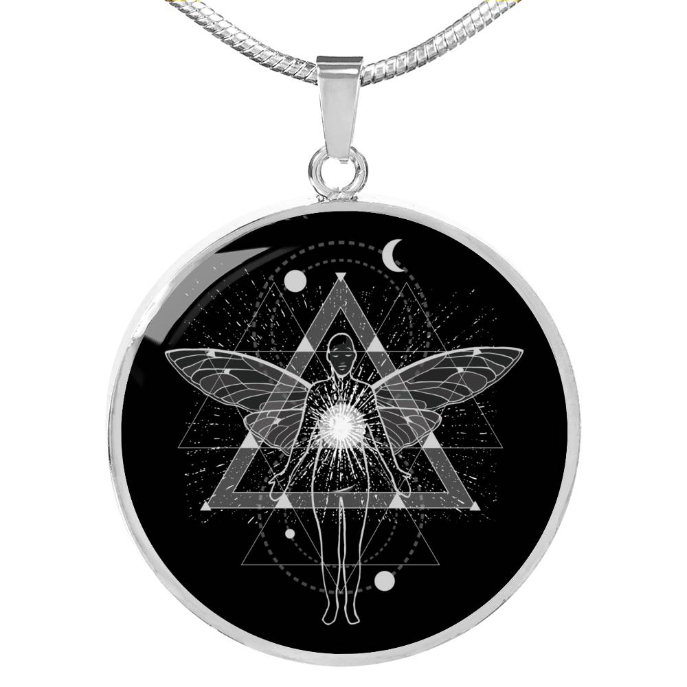 Geometric Astral Trip Circle Necklace Stainless Steel or 18k Gold 18-Express Your Love Gifts