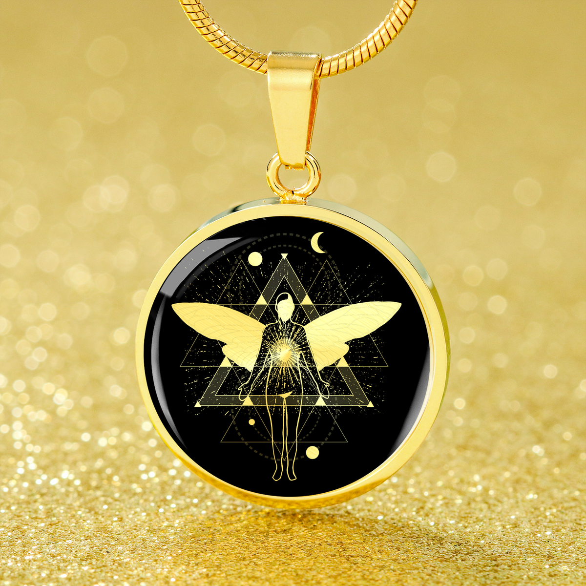Geometric Astral Trip Circle Necklace Stainless Steel or 18k Gold 18-Express Your Love Gifts