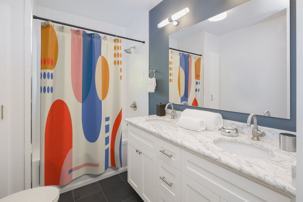 Geometric Wallpaper Illustration Stylish Design 71" x 74" Elegant Waterproof Shower Curtain for a Spa-like Bathroom Paradise Exceptional Craftsmanship-Express Your Love Gifts