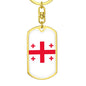 Georgia Flag Keychain Dog Tag Stainless Steel or 18k Gold-Express Your Love Gifts
