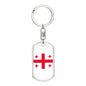 Georgia Flag Keychain Dog Tag Stainless Steel or 18k Gold-Express Your Love Gifts