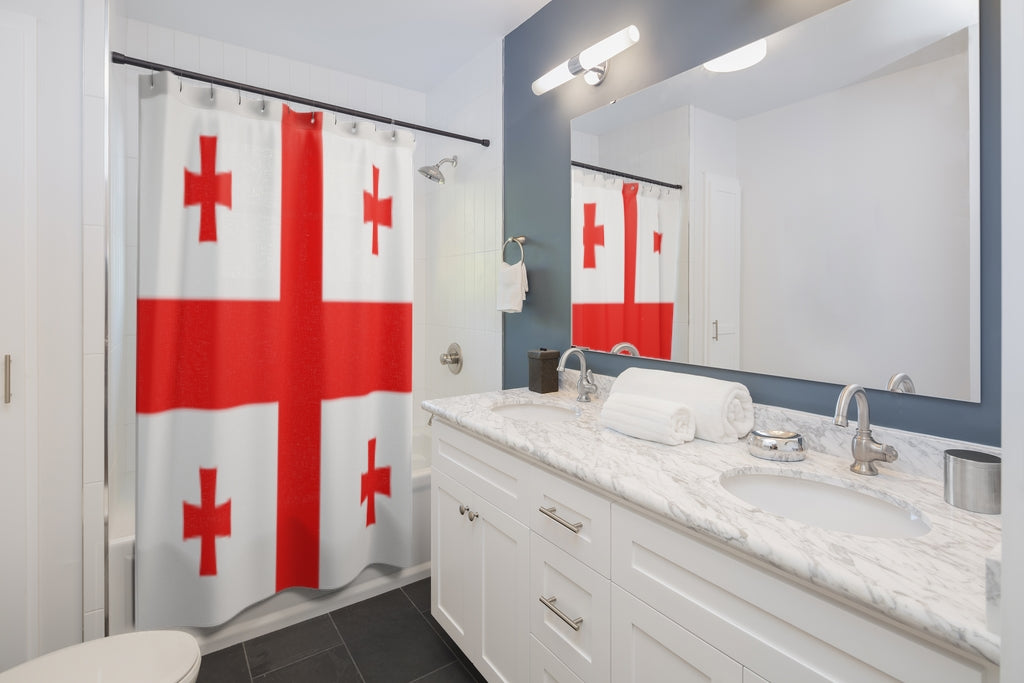 Georgia Flag Stylish Design 71" x 74" Elegant Waterproof Shower Curtain for a Spa-like Bathroom Paradise Exceptional Craftsmanship-Express Your Love Gifts