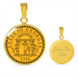 Georgia State Seal Necklace Circle Pendant Stainless Steel or 18k Gold 18-22"-Express Your Love Gifts