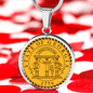 Georgia State Seal Necklace Circle Pendant Stainless Steel or 18k Gold 18-22"-Express Your Love Gifts