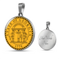 Georgia State Seal Necklace Circle Pendant Stainless Steel or 18k Gold 18-22"-Express Your Love Gifts