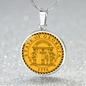 Georgia State Seal Necklace Circle Pendant Stainless Steel or 18k Gold 18-22"-Express Your Love Gifts