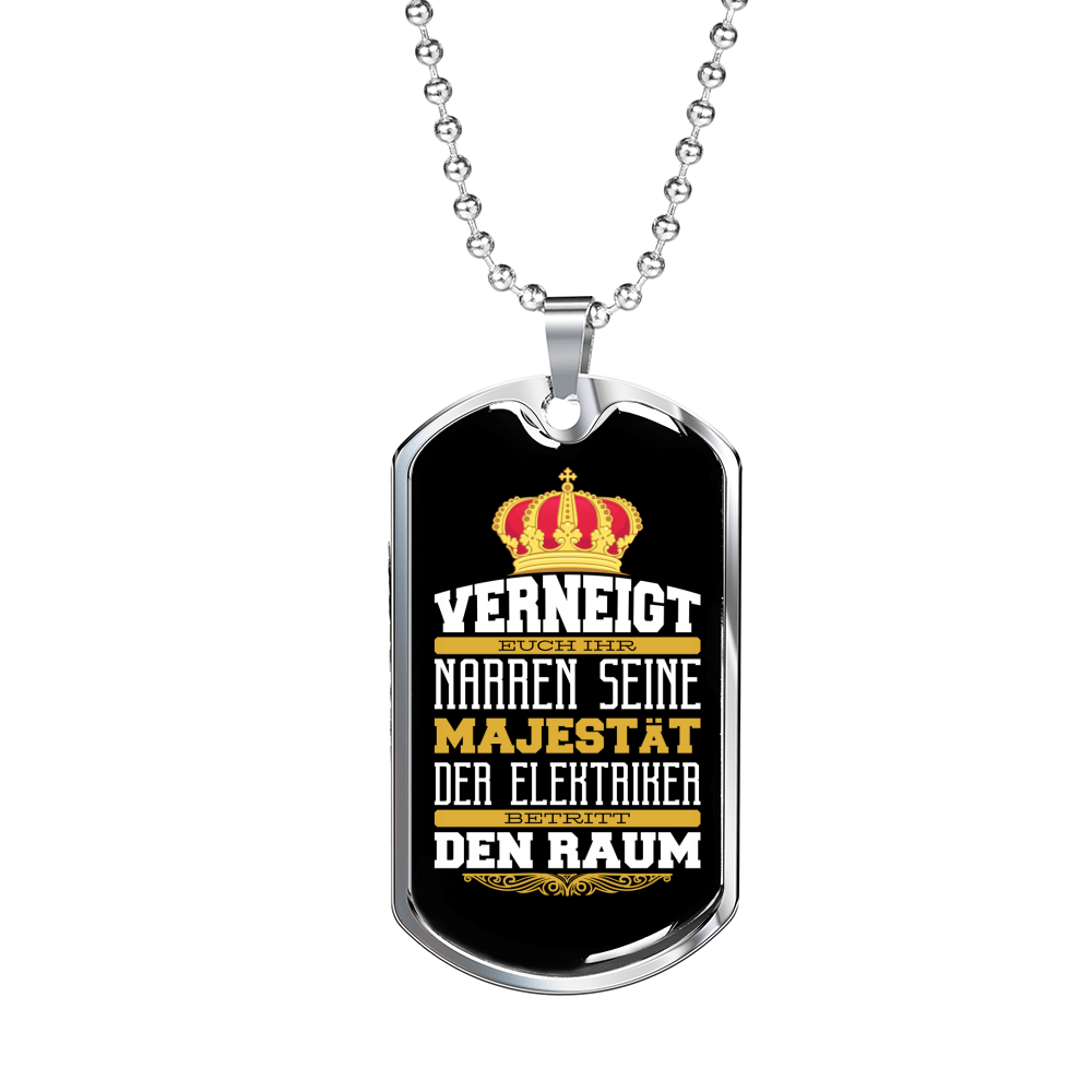 German Electrican Gift Necklace Stainless Steel or 18k Gold Dog Tag 24" Chain-Express Your Love Gifts